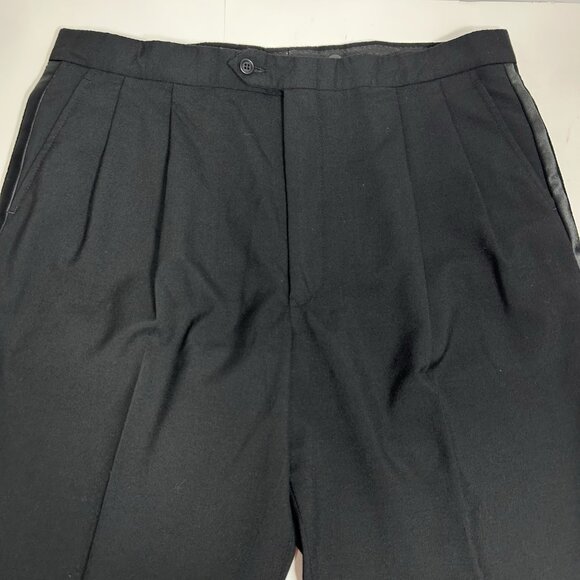 Stafford Mens Tuxedo Dress Pants Tag 38x32 100% New Wool Classic Pleated Front - Picture 3 of 9
